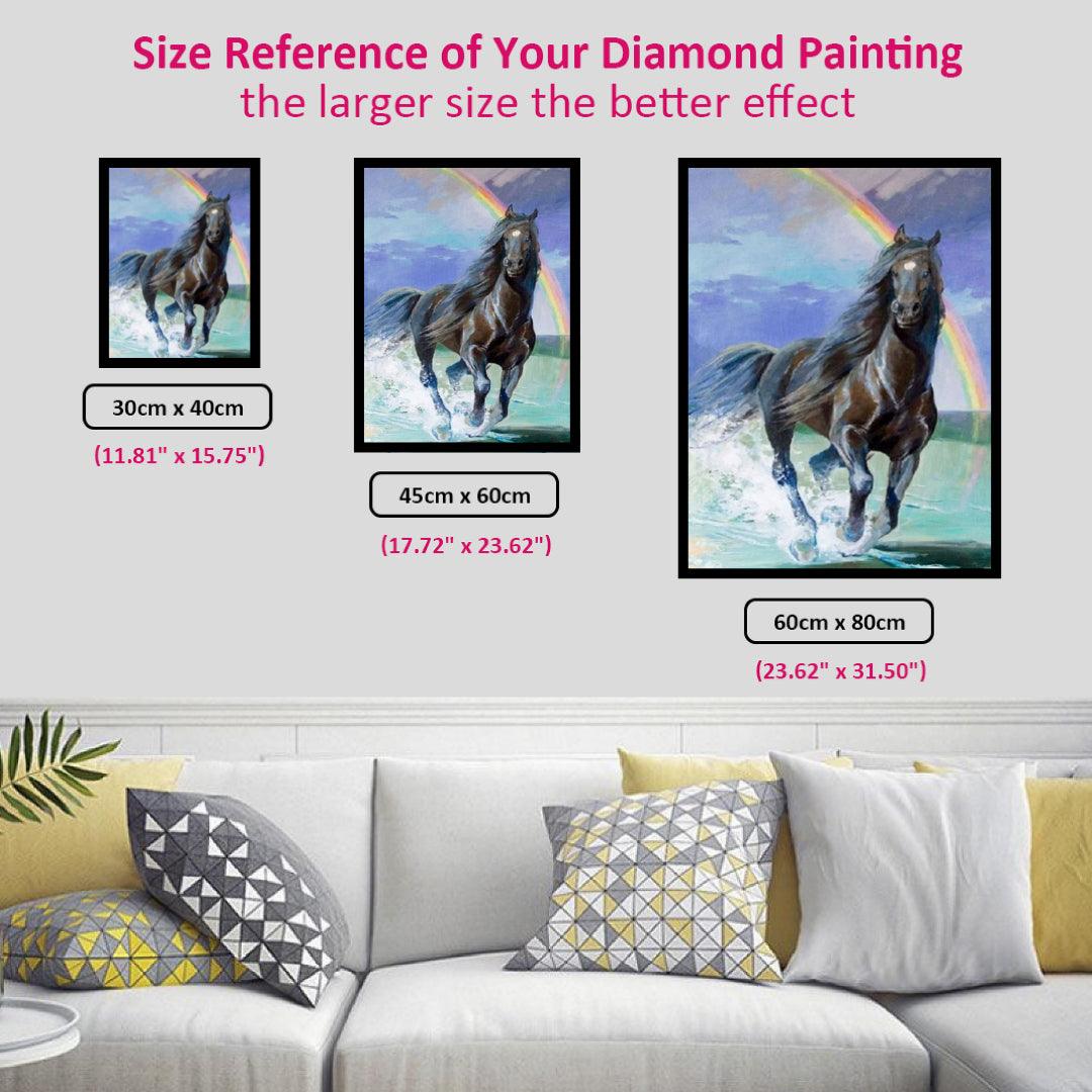 Black Horse Running by the Rainbow Beach Diamond Painting