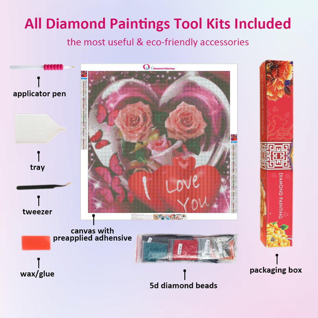5D Diamond Painting Pink Hugs and Kisses Valentines Gnome Kit