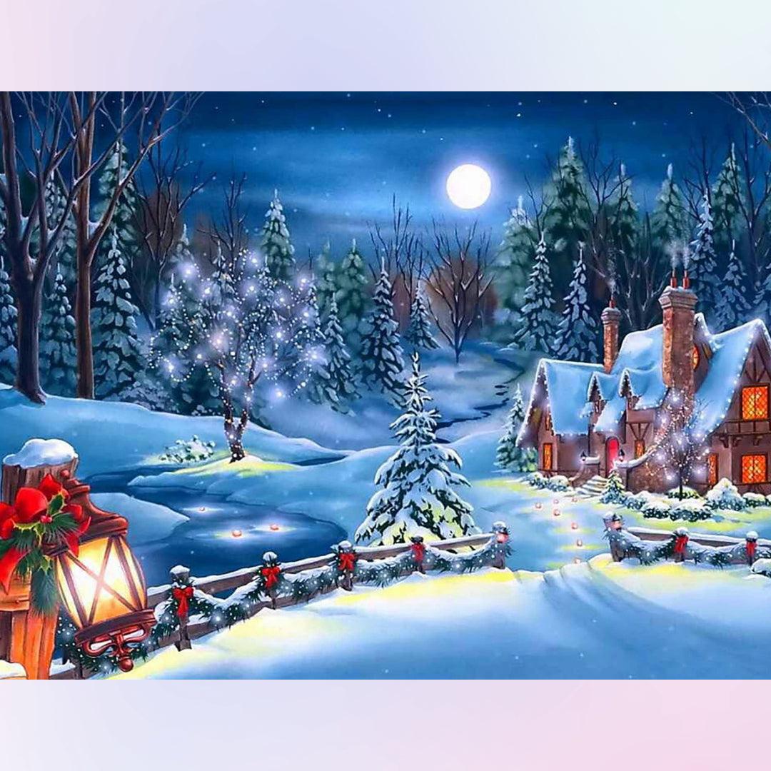 Quiet Night in the Winter Countryside Diamond Painting