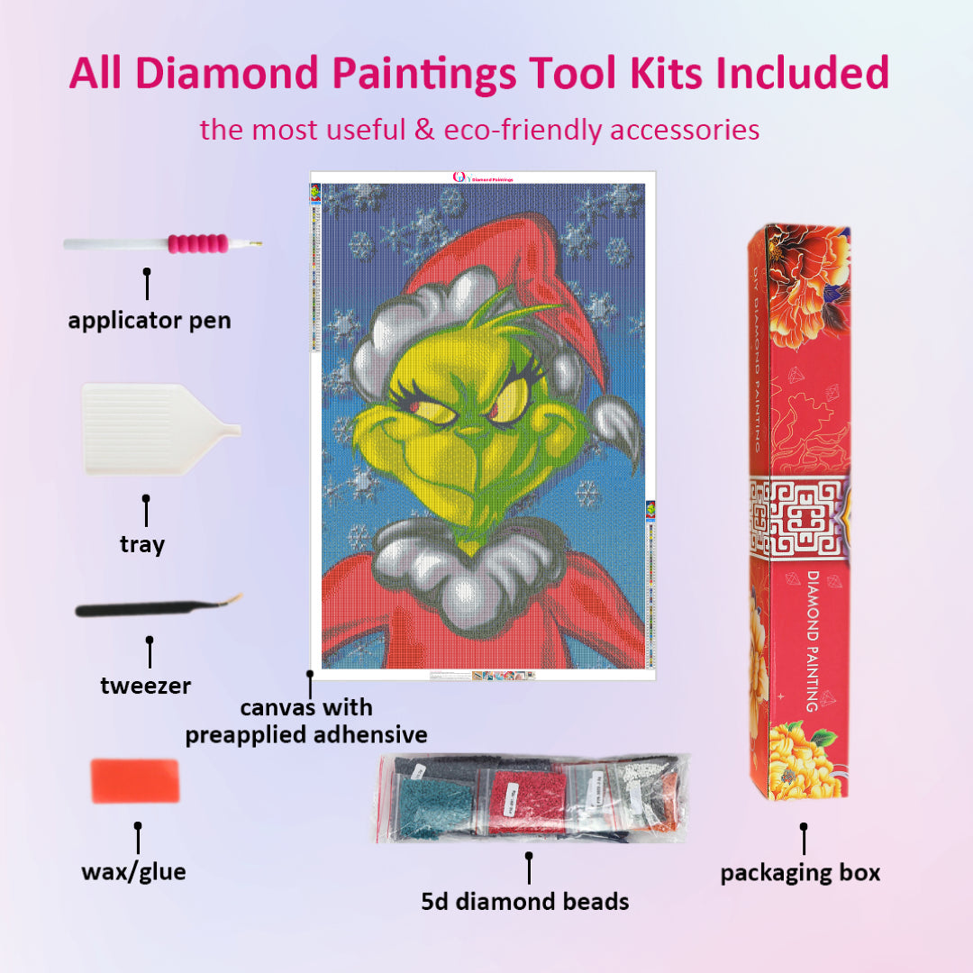 Grinch Round Diamond Art Kits Christmas Diamond Art Painting Kits for Adults