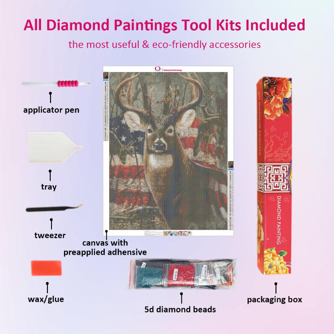 Deer in American Flag Diamond Painting Kits 20% Off Today – DIY Diamond  Paintings