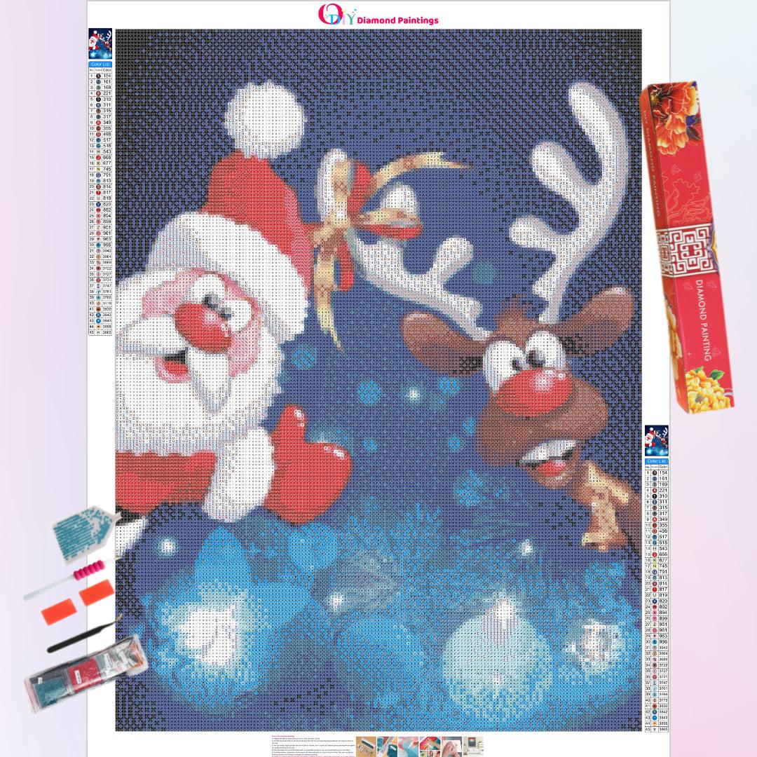 Cute Santa & Deer Diamond Painting