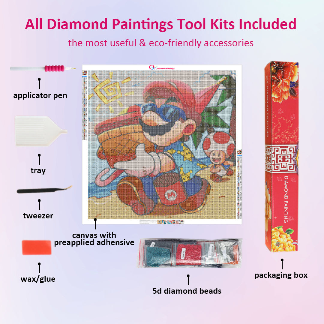 mario-summer-vacation-diamond-painting-art