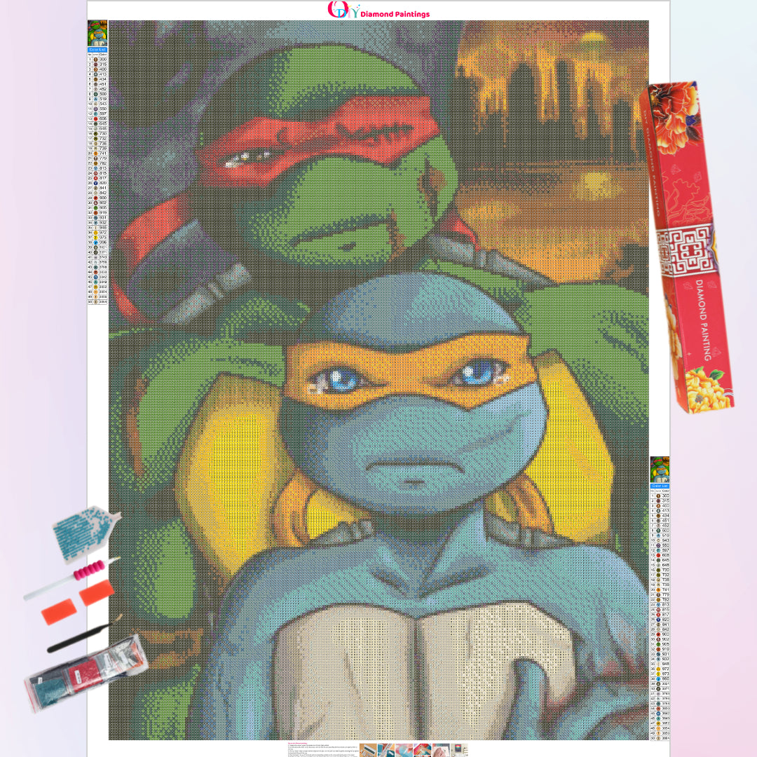 survival-warriors-raphael-and-michaelangelo-ninja-turtle-diamond-painting-art